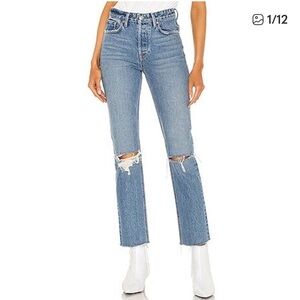 GRLFRND High Rise Karolina Jean in Straight Crop - distressed